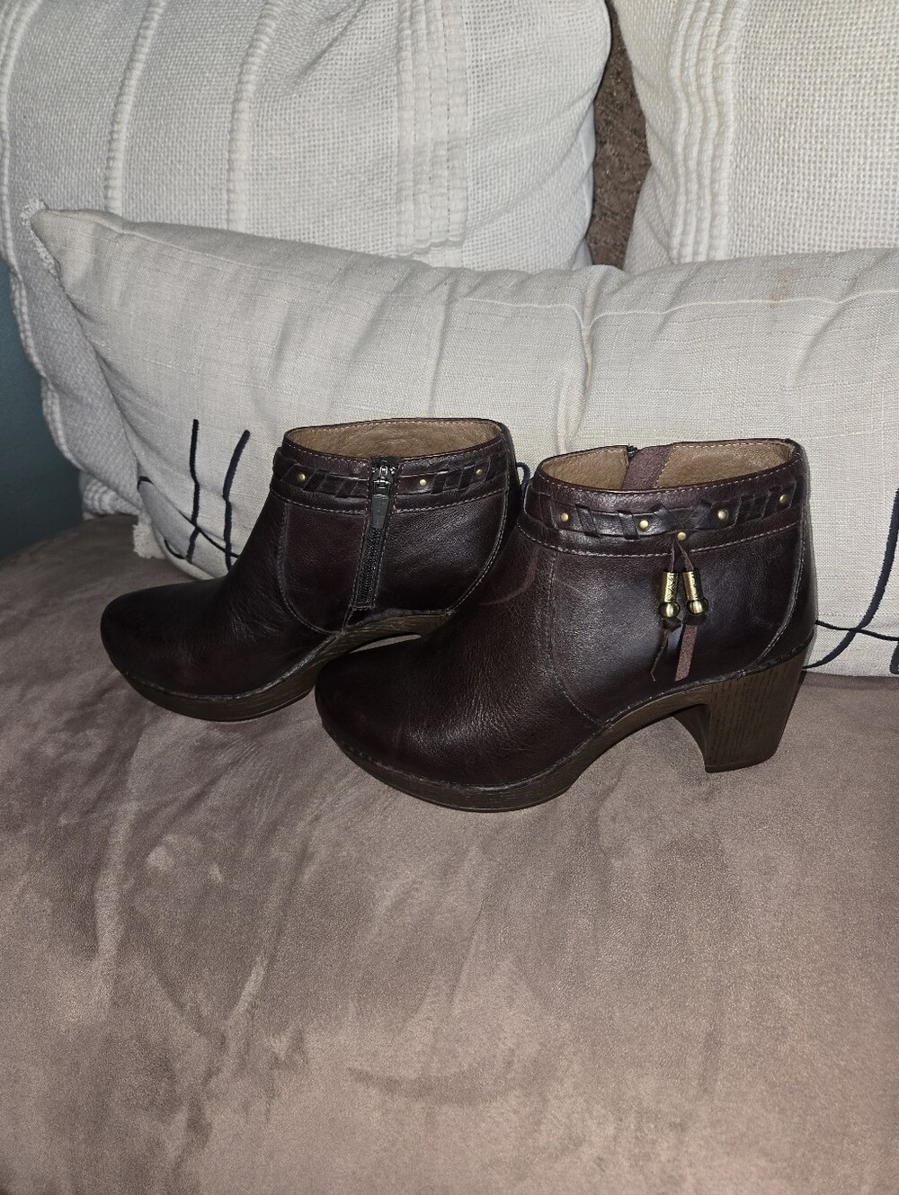 Dansko Dabney Ankle Booties with Stud and Tassel Detail